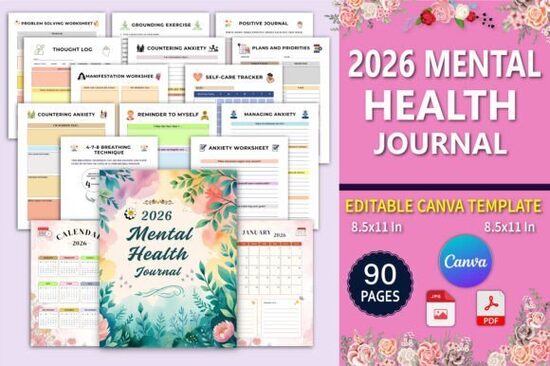 Mentālās veselības žurnāls 2026 (PDF un printējamās lapas)